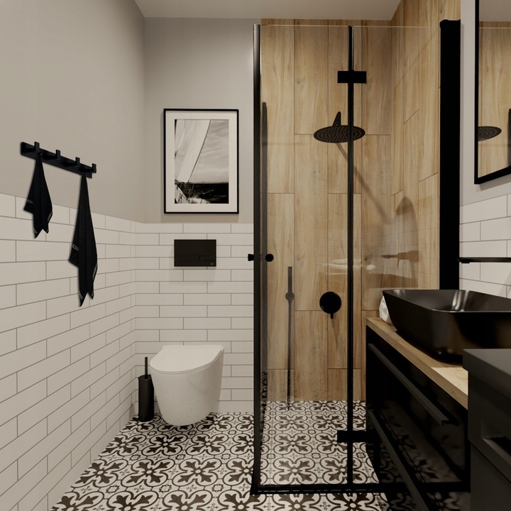 WIESZAK NA UBRANIA DO PRZEDPOKOJU ŚCIENNY CZARNY LOFT LISTWA Z 4