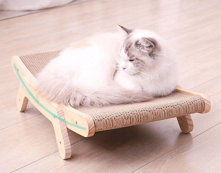 Drapak drewniany dla kota legowisko leżanka 2w1 mata do drapania (F066)