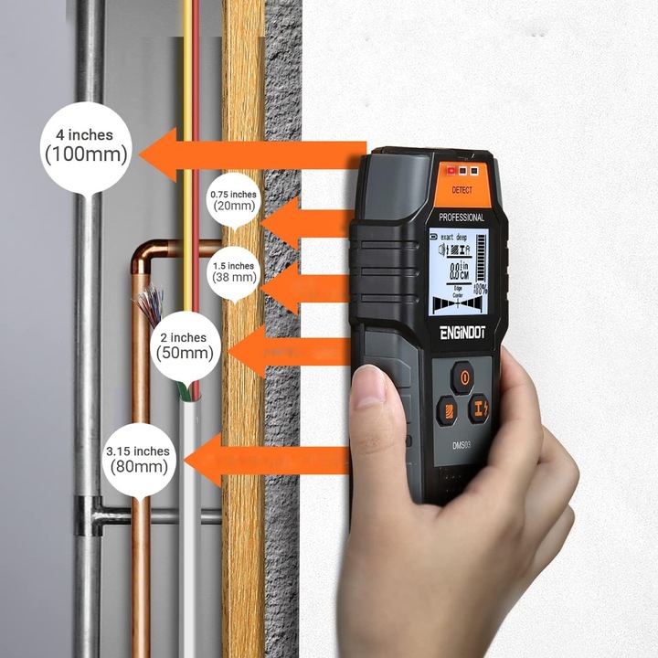 WYKRYWACZ DETEKTOR PRZEWODÓW KABLI METALI W ŚCIANIE DREWNA METALU + BATERIA