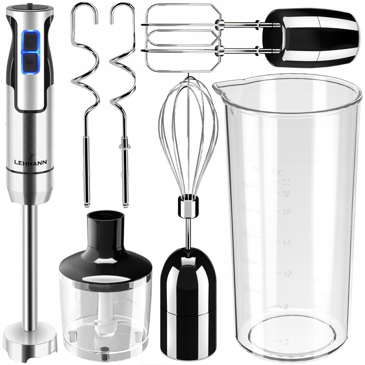 BLENDER RĘCZNY WIELOFUNKCYJNY MIKSER LEHMANN TYTANOWE OSTRZA MOCNY