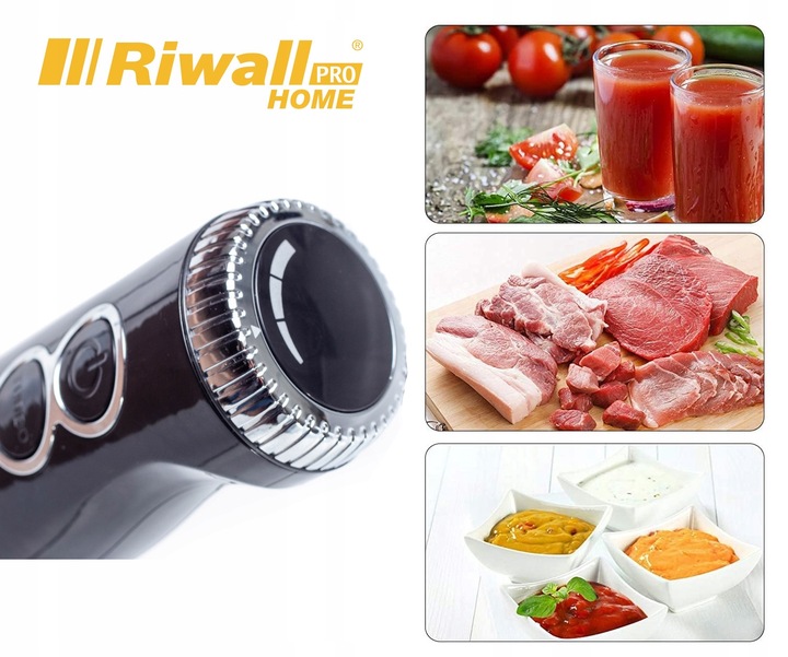 BLENDER RĘCZNY WIELOFUNKCYJNY RIWALL RB-01 6w1 TYTANOWE OSTRZA MOCNY