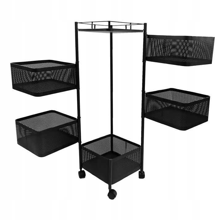 REGAŁ KUCHENNY MOBILNY STOLIK NA KÓŁKACH WÓZEK 6-POZIOMOWY 5 KOSZY