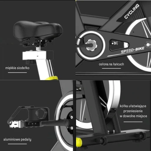 ROWER STACJONARNY TRENINGOWY ROWEREK SPINNINGOWY CYCLE PRO X LCD 200 KG