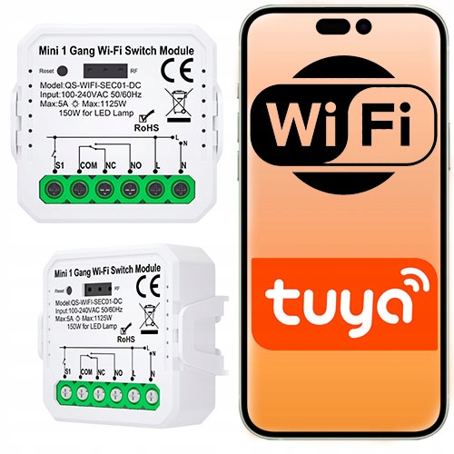 Przekaźnik WiFi Sterownik beznapięciowy TUYA Smart