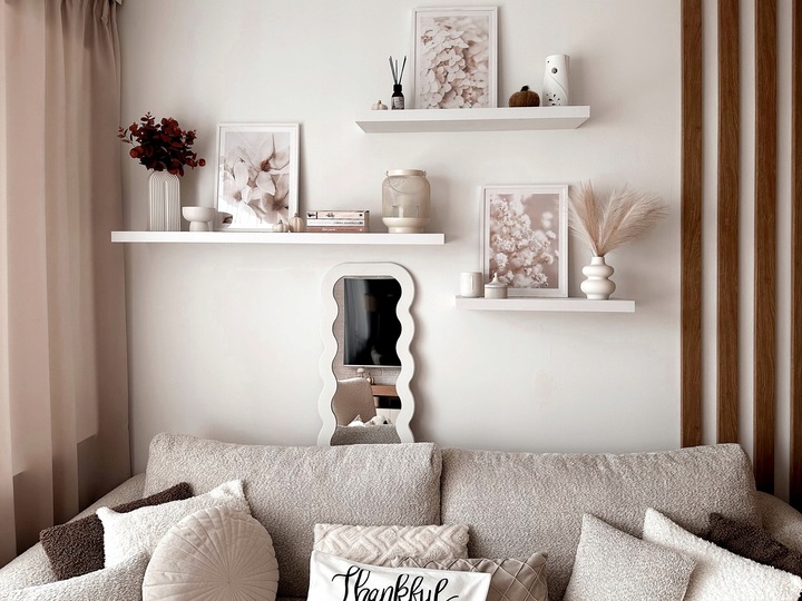 Półka ścienna samowisząca - FS - 60x23 cm - Biały