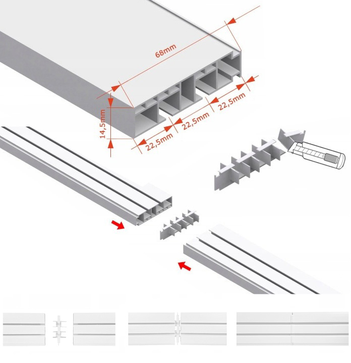 Karnisz sufitowy podwójny PCV 320 cm szyna sufitowa II TOROWA