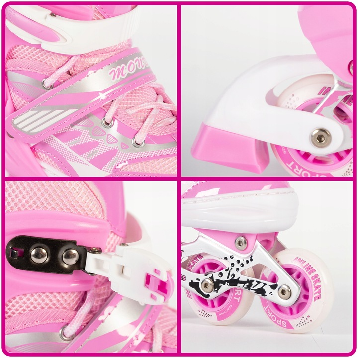 ROLKI REGULOWANE DLA DZIECI DZIEWCZYNKI 38-41 RÓŻOWE DZIECIĘCE MŁODZIEŻOWE