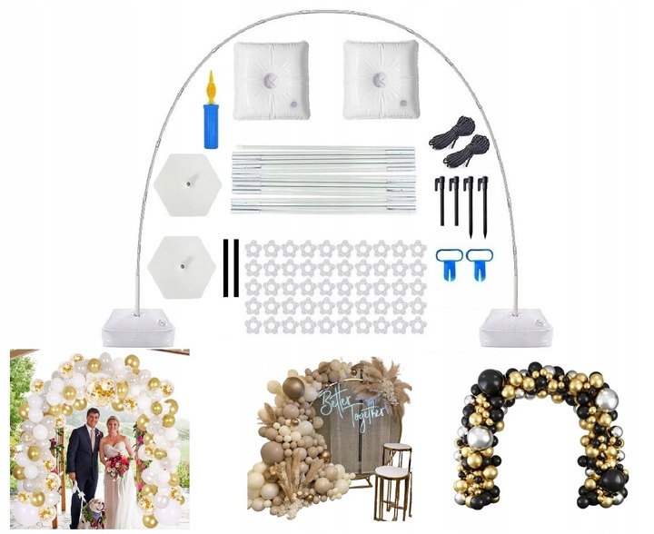 ŁUK STABILNY STELAŻ DO BALONÓW GIRLAND BRAMA WESELE ŚCIANKA ŚLUB +