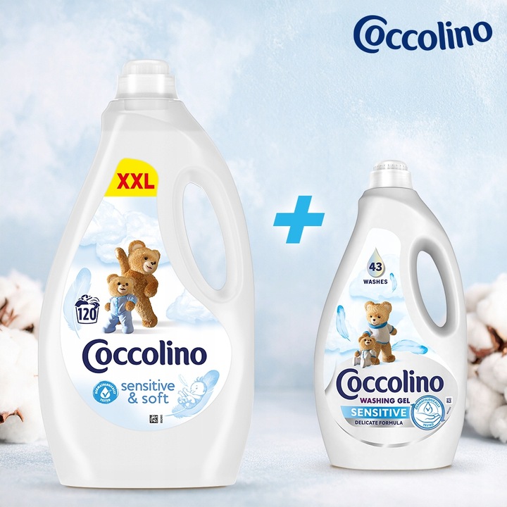 Zestaw Coccolino Płyn do płukania Sensitive & Soft 2x3l 240 Prań