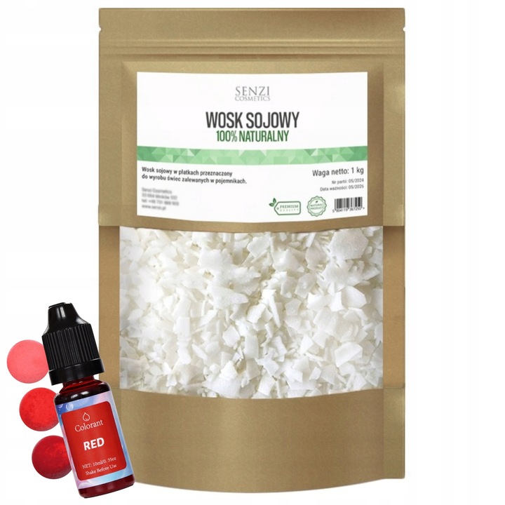 Wosk Sojowy Do Świec DIY Soy Wax 50 Naturalny 1kg + Barwnik w Płynie