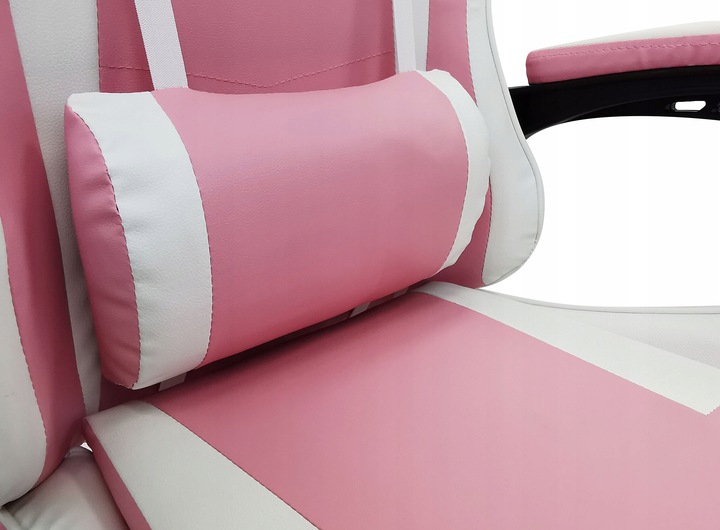 FOTEL GAMINGOWY GRACZA BIUROWY KOMPUTEROWY MASAŻ PODNÓŻEK KG104 RÓŻOWY