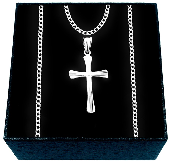 ŁAŃCUSZEK SREBRNY MĘSKI Z KRZYŻYKIEM SREBRO PRÓBY 925 K2/55cm