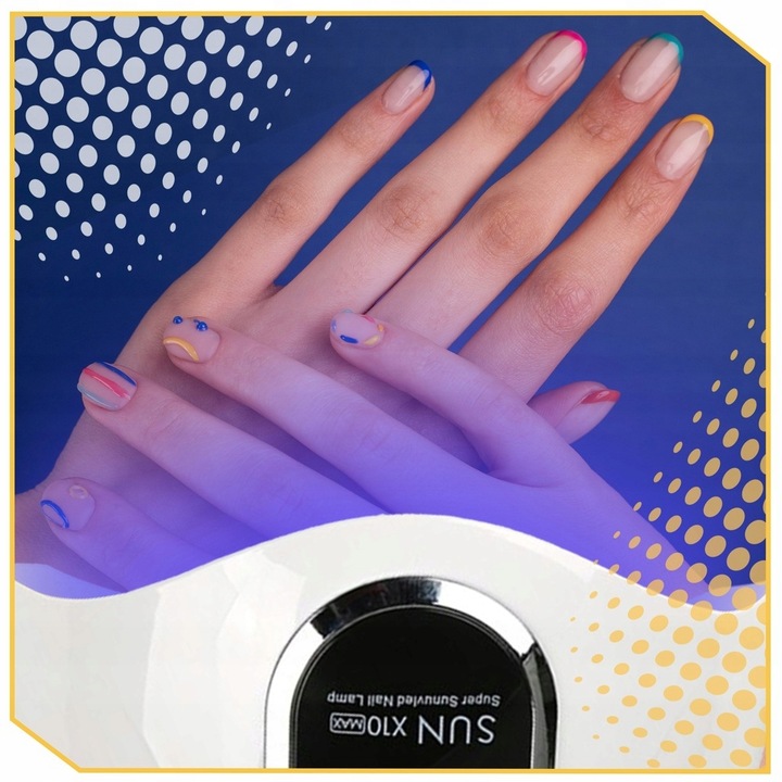 Mocna Lampa Do Paznokci Hybryd Żeli UV LED Sun x10 Max LCD Z Rączką