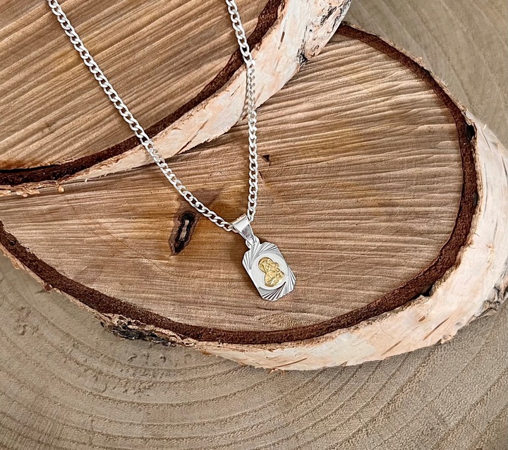 SREBRNY ZESTAW ŁAŃCUSZEK PANCERKA I MEDALIK KOMUNIJNY MATKA BOSKA