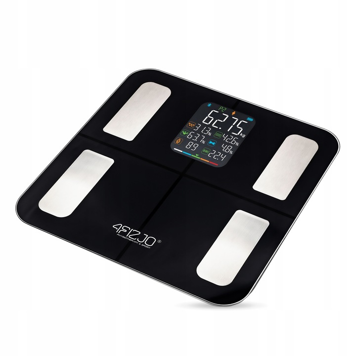 WAGA ŁAZIENKOWA ANALITYCZNA ELEKTRONICZNA POMIAR TŁUSZCZU BMI SZKLANA