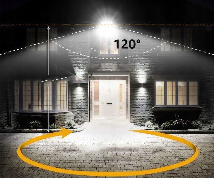 Naświetlacz halogen lampa LED z czujnik ruchu 50W CIEPŁY AUTOMATYCZNY IP65