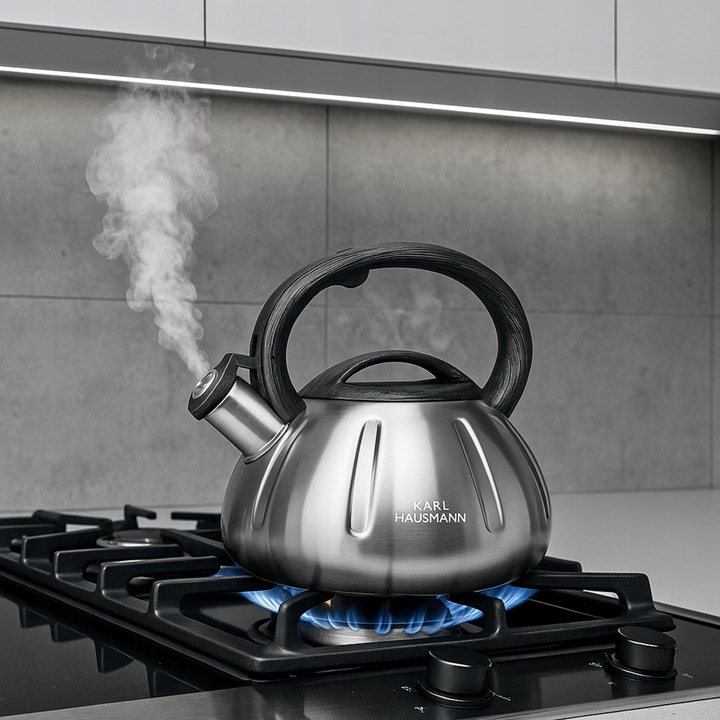 CZAJNIK na GAZ CZAJNIK SREBRNY 3L Z GWIZDKIEM POKRYWĄ RĄCZKA STAL