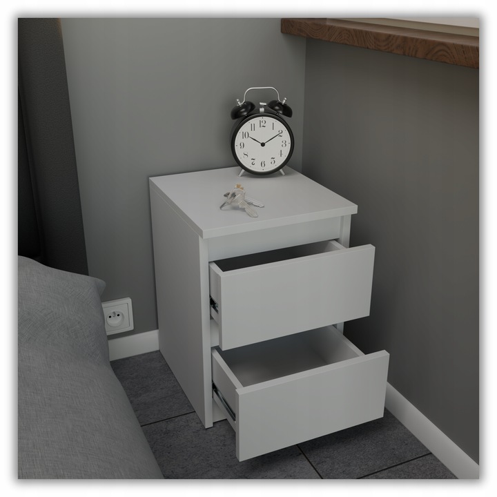 szafka nocna biała loft 30 cm, stolik nocny, nakastlik 2 szuflady