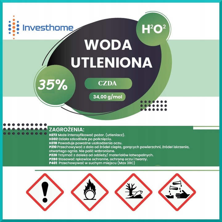 WODA UTLENIONA 35% NADTLENEK WODORU 1L PERHYDROL SPRYSKIWACZ
