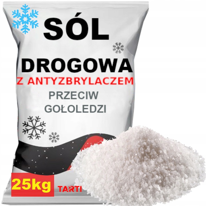 SÓL DROGOWA 25kg Przeciw GOŁOLEDZI na Parkingi Drogi Chodniki Chlorek