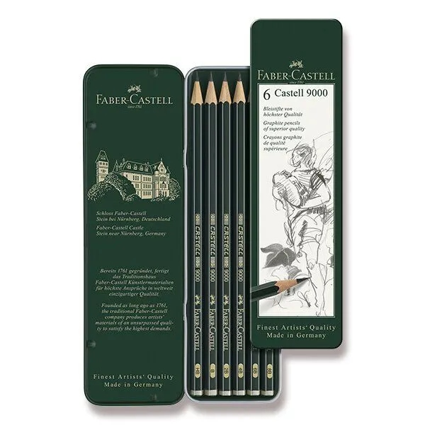 Zestaw ołówków grafitowych Castell 9000 Faber-Castell 6 szt