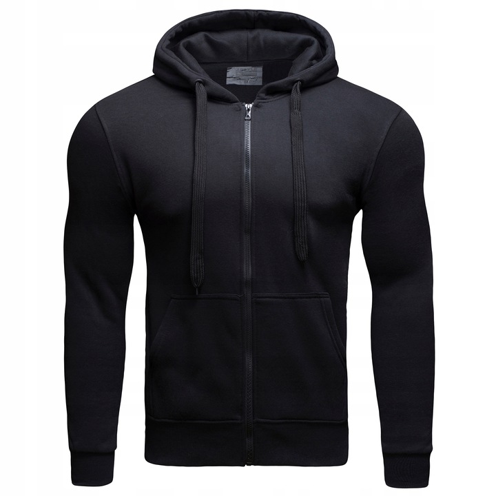 BL08 cza r. XL GŁADKA ROZPINANA BLUZA Z KAPTUREM