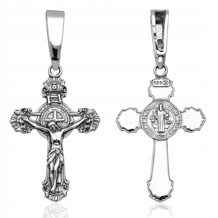 Krzyżyk srebrny duży św.benedykt pr.925