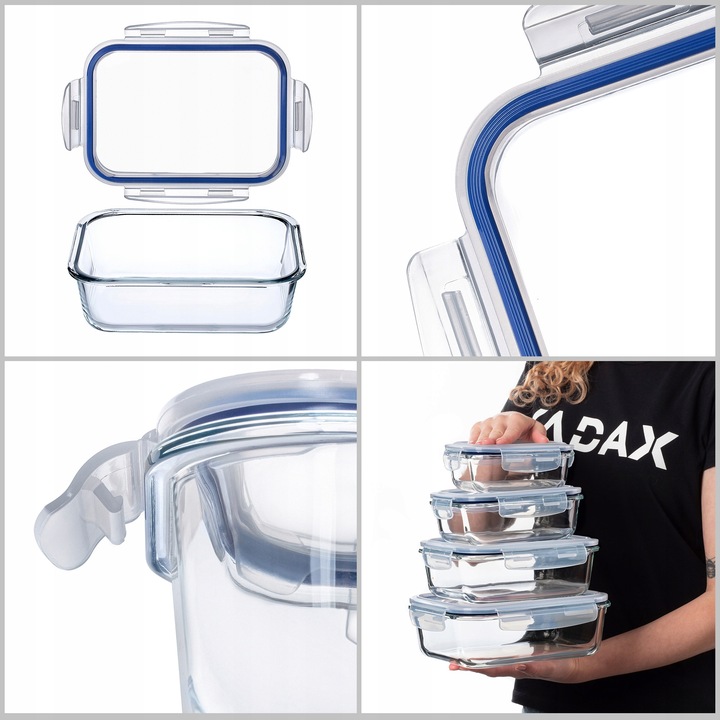 POJEMNIK NA ŻYWNOŚĆ SZKLANY ZESTAW POJEMNIKI SZKLANE POKRYWKĄ LUNCHBOX