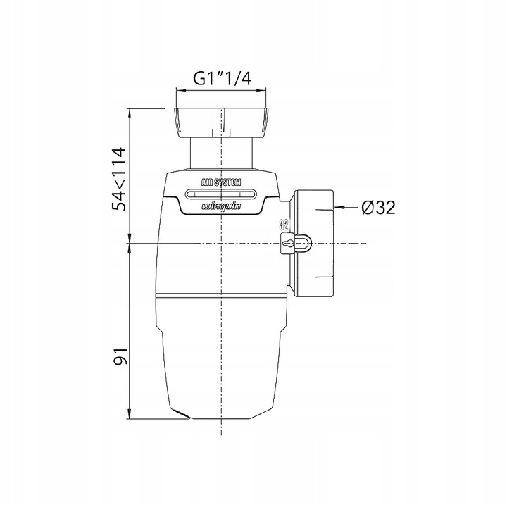 WIRQUIN SYFON UMYWALKOWY BEZ SPUSTU NEO AIR Z NAPOWIETRZANIEM