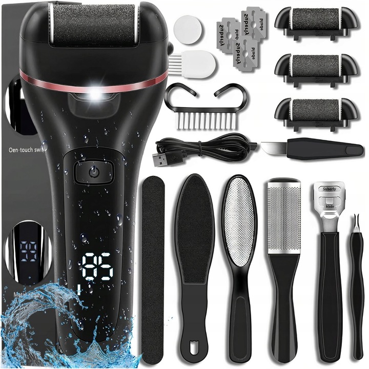 PILNIK DO STÓP MEGA ZESTAW DO PIĘT PILNICZEK ELEKTRYCZNY LED + NASADKI 15w1