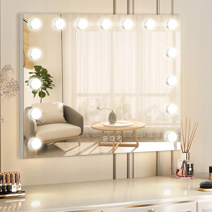 Lusterko kosmetyczne Hollywood stojące lustro do makijażu LED 15