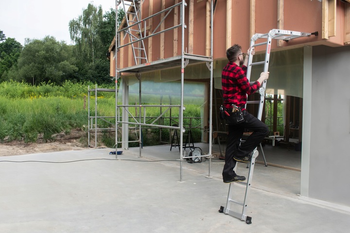 Drabina aluminiowa składana przegubowa wielofunkcyjna 4x3 + podest