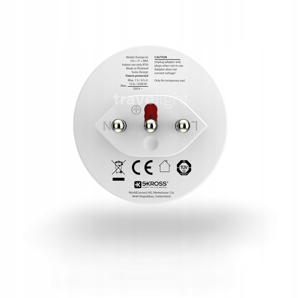 SKROSS Adapter Przejściówka z EU do Włoch, Szwajcarii, Brazylii 3w1