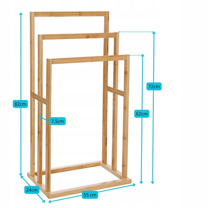 Stojak wieszak łazienkowy drewniany bambus regał drabinka półka uniwersalny