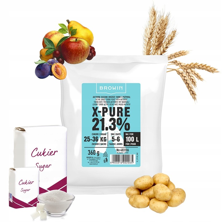 Drożdże gorzelnicze Turbo X-Pure 21,3% 100L