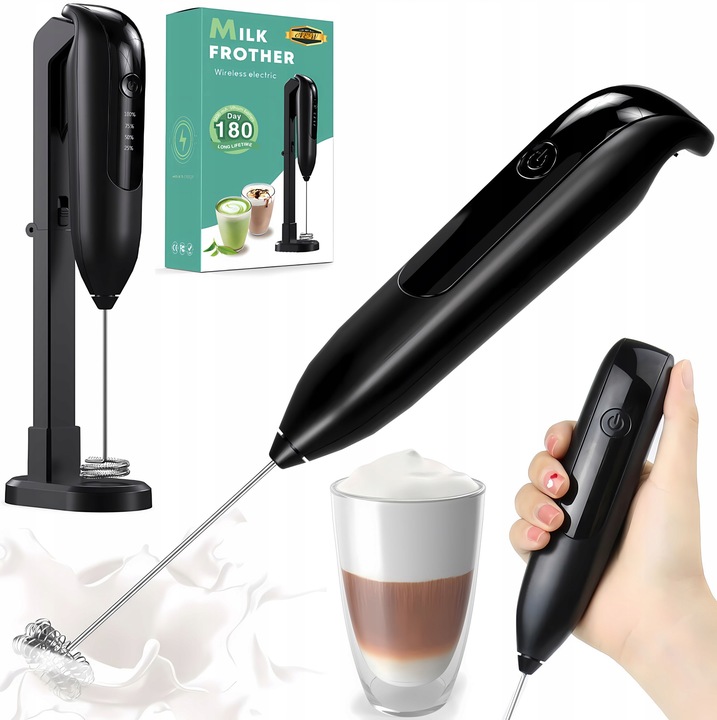 RĘCZNY SPIENIACZ MIKSER DO MLEKA KAWY ELEKTRYCZNY MIKSER TRZEPACZKA