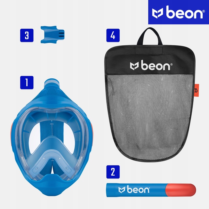 MASKA DO NURKOWANIA DLA DZIECI PEŁNOTWARZOWA DO SKORKELINGU PŁYWANIA BEON