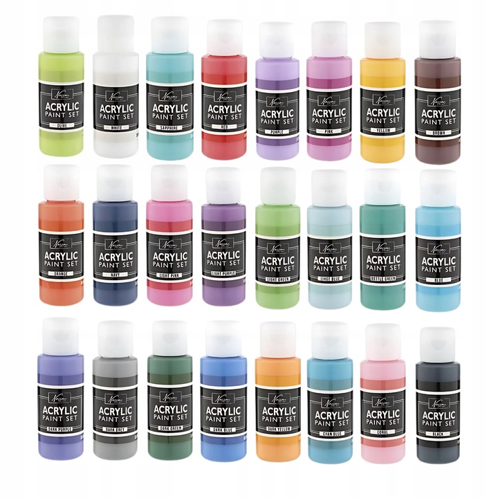 ZESTAW DO MALOWANIA FARBY AKRYLOWE 24X59ml +12 PĘDZLI DUŻY ARTYSTYCZNY 36EL