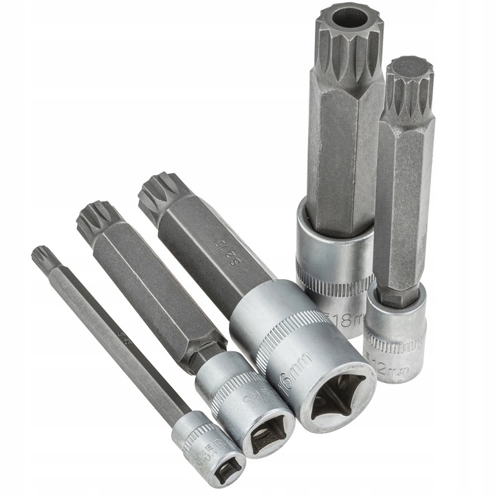 ZESTAW NASADEK SPLINE 1/4 3/8 1/2 M4-M18 XZN 10 ELEMENTÓW WPUSTOWE