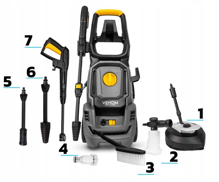 MYJKA CIŚNIENIOWA 2000W 230BAR ALUMINIOWA POMPA SZCZOTKA T-RACER WĄŻ