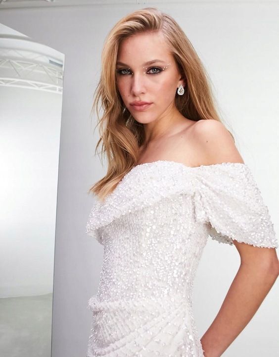 Asos Edition vtl CEKINY ŚLUBNA SUKNIA CECILIA S XXK