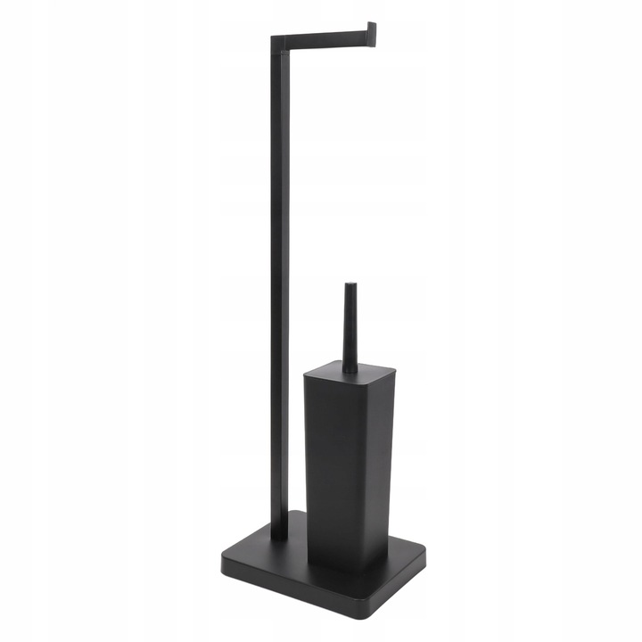 STOJAK NA PAPIER TOALETOWY CZARNY Z POJEMNIKIEM NA SZCZOTKĘ 2W1