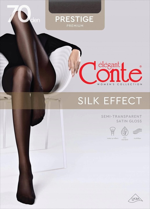 Rajstopy gładkie Conte Elegant regular 70den czarny Nero rozmiar 5