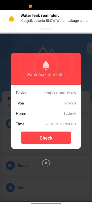 CZUJNIK ZALANIA SENSOR WYCIEKU POZIOMU WODY SMART WiFi Tuya SMART LIFE