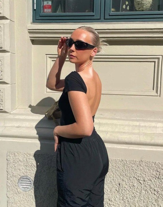 NELLY CZARNY TOP ODKRYTE PLECY R4D NG5__S