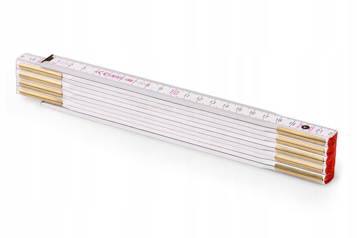 Miara składana drewniana 2 m biała METRIE Perfekt przeguby stalowe 10