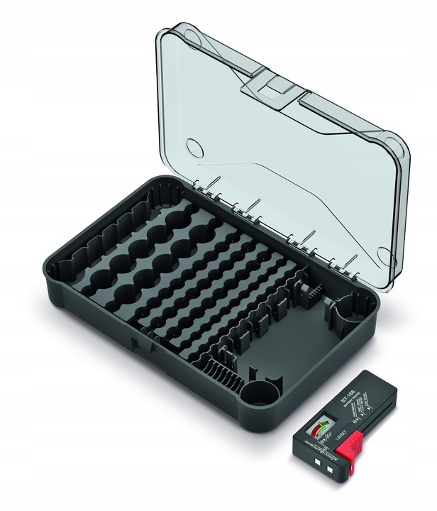 ORGANIZER NA BATERIE BATTERY BOX POJEMNIK KOSZYK NA BATERIE 85 SZT + TESTER