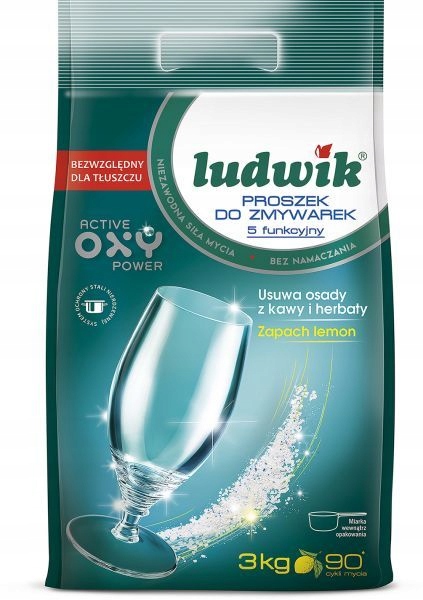 Proszek do zmywarek Ludwik 5-funkcyjny worek 3 kg WYDAJNY CZYSTE NACZYNIA