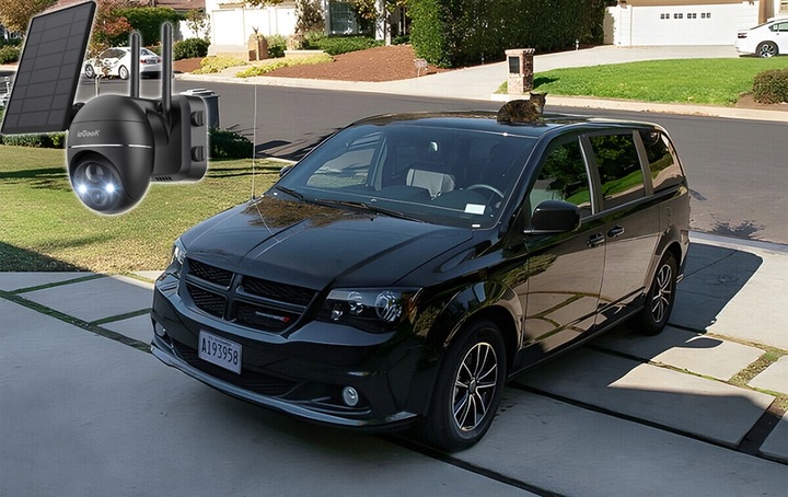 2X ZEWNĘTRZNA KAMERA WIFI SOLARNA OBROTOWA NA BATERIE Z PANELEM SOLARNYM