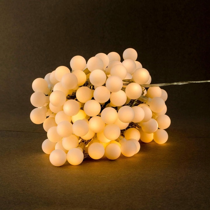 LAMPKI CHOINKOWE KULKI NA BATERIE PILOT 8 TRYBÓW CIEPŁY BIAŁY 120 LED 116